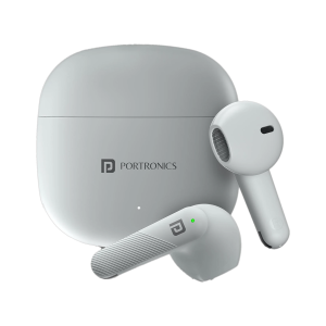 Portronics Harmonics Twins S18 in Ear TWS Earbuds with 30H Playtime, in Built HD Mic, Game/Music Mode, 13mm Dynamic Driver, Low Latency, Touch Control, Type C Fast Charging, Light Weight(White)