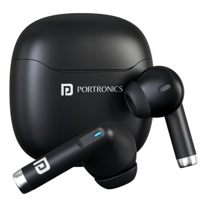 Portronics Harmonics Twins S18 Pro in Ear TWS Earbuds with 30H Playtime, in Built HD Mic, Game/Music Mode, 13mm Dynamic Driver, Low Latency, Touch Control, Type C Fast Charging, Light Weight, Comfy Fit(Black)