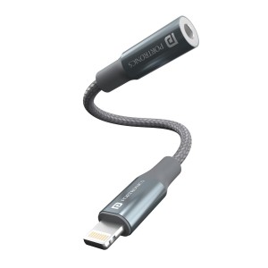Portronics iKonnect L 8Pin to 3.5mm Audio Jack Splitter with Hi-Res DAC Adapter Black