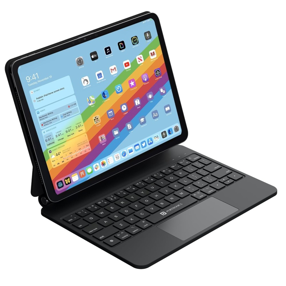 Portronics Padmate Wireless Tablet Keyboard Case for iPad 10th Gen with Touchpad, Bluetooth, Magnetic Attachment, Backlit Keys, Ultra-Slim Design - (Black)