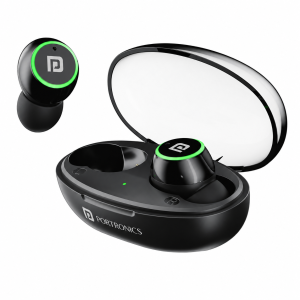 Portronics Harmonics Twins S13 in Ear Earbuds With Mic,24H Playtime, Game/Music Mode,BT5.3v Bluetooth Headset (Black, True Wireless)