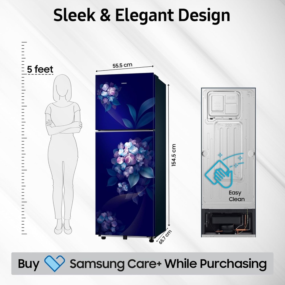 Samsung 236 L, 2 Star, Convertible, Digital Inverter Frost Free Double Door Refrigerator (RT40H28U2HSHL, Hydrangea Blue, 2026 Model)