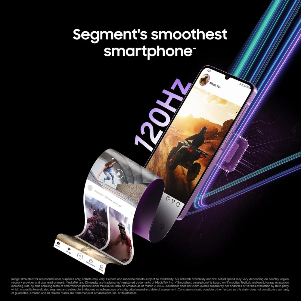 Samsung Galaxy M17e 5G Mobile | Smoothest 120 Hz Refresh Rate| Monster 6000 mAh Battery | IP54 | 6 Gen OS Upgrades | AI | Gemini Live | Without Charger