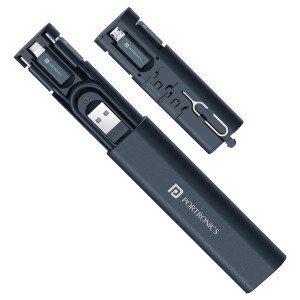 Portronics Snapcase 3 60W Multifunctional Fast Charging Data Cable Kit, Conversion Set USB A & Type C to Male Micro/Type C/Lightning, Data Transfer, Sim Storage, Sim Eject Pin, Pocket Size
