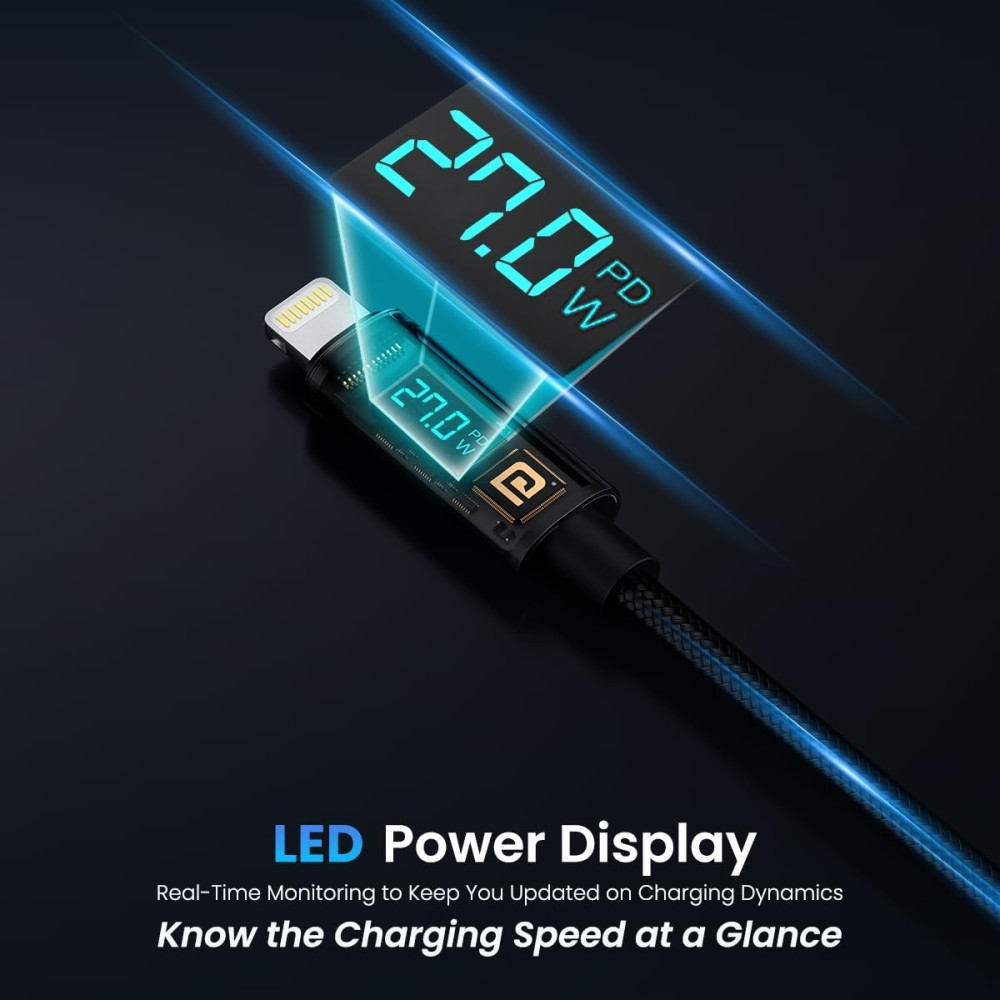 Portronics Konnect View 3A 27W Type-C to Lightning Cable (1.2M)