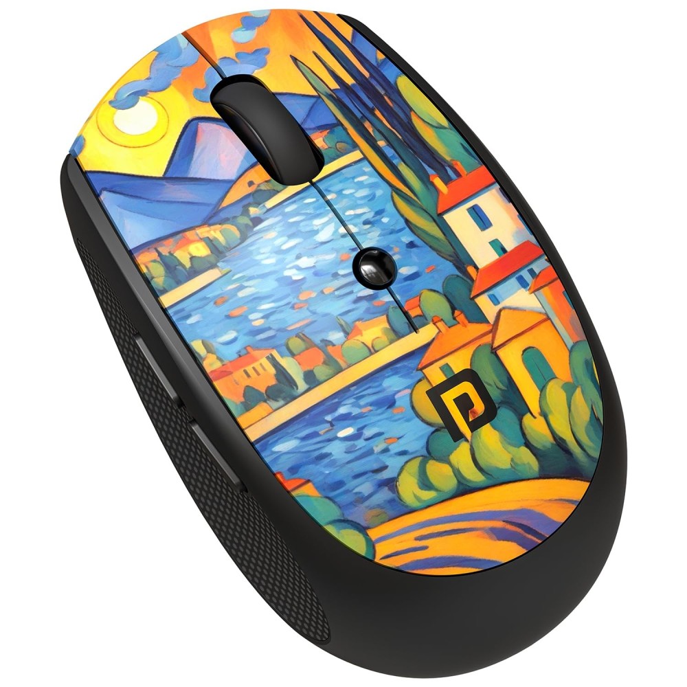 Portronics Toad III Plus Rechargeable Bluetooth & 2.4GHz Wireless Mouse with 6 Buttons, Soft Silicone Grip, Stylish Illustrated Design for Laptop, PC & Mac - (Black)