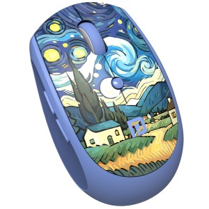 Portronics Toad III Plus Rechargeable Bluetooth & 2.4GHz Wireless Mouse with 6 Buttons, Soft Silicone Grip, Stylish Illustrated Design for Laptop, PC & Mac - (Blue)