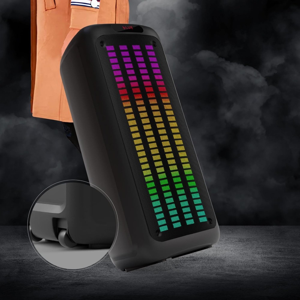 FINGERS RollingParties-110 Bluetooth Trolley Speaker with Powerful 110 W Deep Bass, 8-Hour Playtime,Guitar Input, TWS Support, Bundled 2 Wireless Mics & Additional 2 Mics (Rich Black)