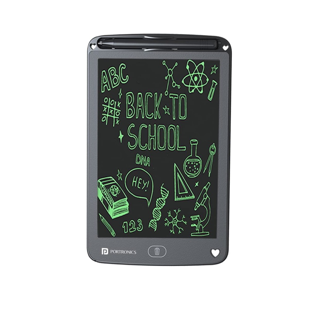 Portronics Ruffpad 12E Re-Writable 12 Inch LCD Writing Pad with App Save & Share, Digital E-Writer Tablet for Kids, Students & Office - (Black)