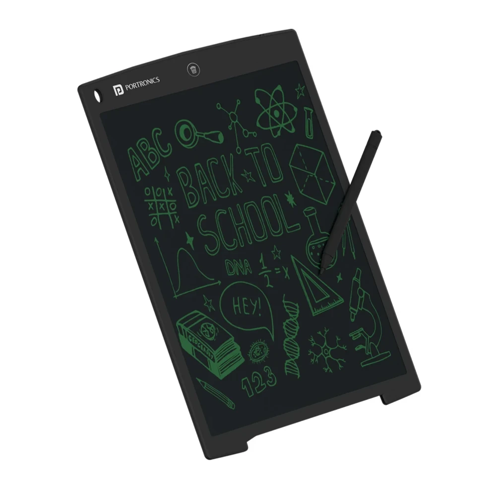 Portronics Ruffpad 12 LCD Writing Pad 12 Inch Rewritable Digital Writing Tablet for Kids & Adults, Wireless Drawing & Note-Taking Graphics Tablet, One-Tap Erase - (Black)