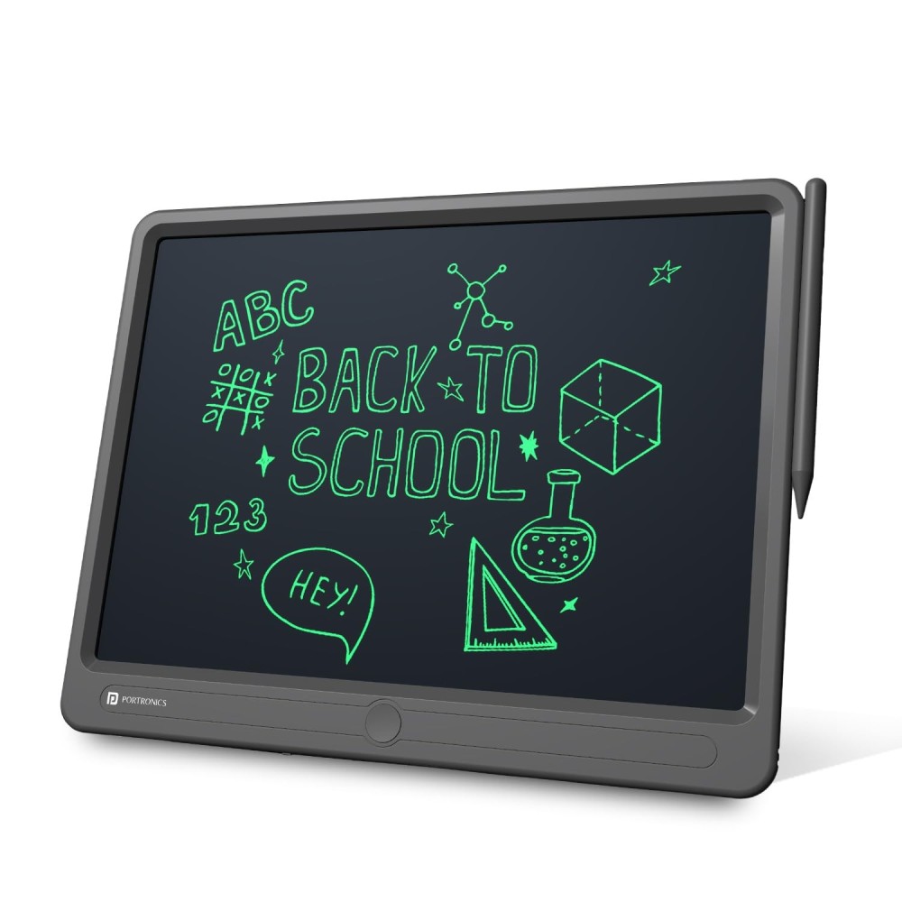 Portronics Ruffpad 15 Re-Writable 15 Inch (38.1cm) LCD Writing Pad for Drawing, Handwriting, Note Taking & Kids Learning Tablet with Stylus – (Black)