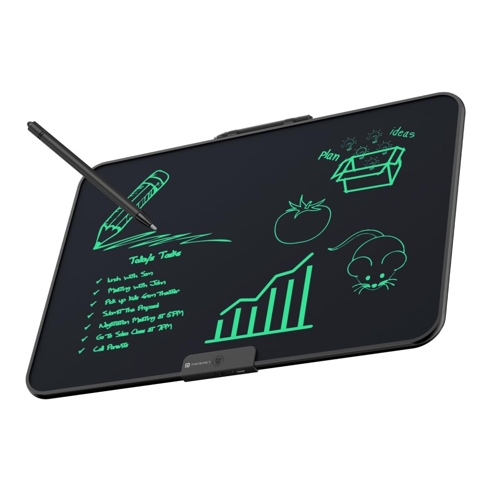 Portronics Ruffpad 22, 22-Inch LCD Writing Pad with Stylus Pen, Erase Button & Lock Switch for Kids, Students, School & Office – (Black)