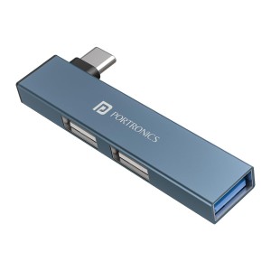 Portronics Mport Mino C USB Type-C Dock with 3 USB 2.0 High-Speed Ports, Aluminium Alloy Body, Compact USB Hub - (Grey)