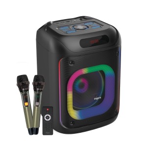 FINGERS 2Mic-ThunderBox45 Portable Speaker with 2 Wireless Mics (40W Immersive Bass, 6.5-Hour Playtime, Dazzling RGB Lights, Recording Feature, TWS Enabled, Bluetooth | USB | AUX | MicroSD | 