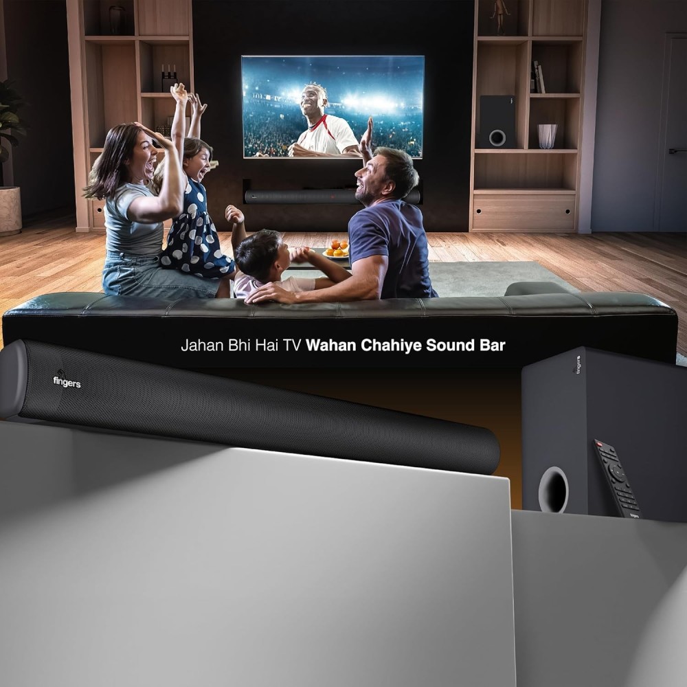 FINGERS Octane-200 Multimedia Sound Bar with Subwoofer (Powerful 200 Watts, Bluetooth, USB, AUX, Optical, HD Interface, Coaxial, Mic Input (6.35mm)