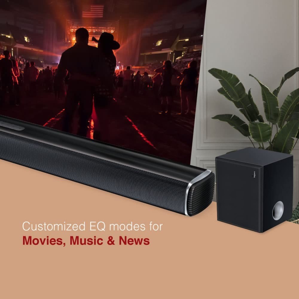 FINGERS Octane-100 Multimedia Sound Bar with Powerful 100 Watts, Subwoofer, Bluetooth, USB, AUX, Optical, HD Interface (ARC), Wall Mountable & Remote Control