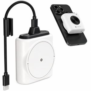Portronics Moji 10 Smallest Wireless 10000Mah Fast Charging Power Bank with Detachable USB Type-C Cable, Strong Magnet, 20W Wired Output, for iPhone 12 & Above, Android & All Qi Enabled Devices(White)