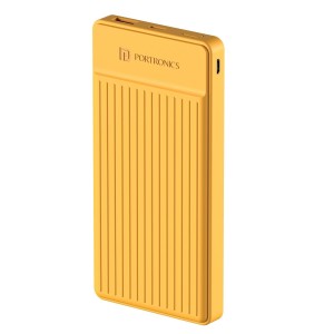 Portronics Luxcell B12 10,000mAh 12W Power Bank, Ultra Slim Power Bank with USB-A Output Port & Dual Input Ports (Micro & Type C Input Ports)|BIS Certified |Type C Cable Included, Made in India(Yellow)