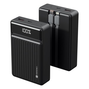 Portronics Luxcell Bind Mini 20k 20000mAh Powerbank with 22.5W Fast Charging, in-Built Type C PD(Input & Output) /8 Pin Cable, LED Battery Display, USB-A Mach Output, Compatible with Multiple Devices(Black)