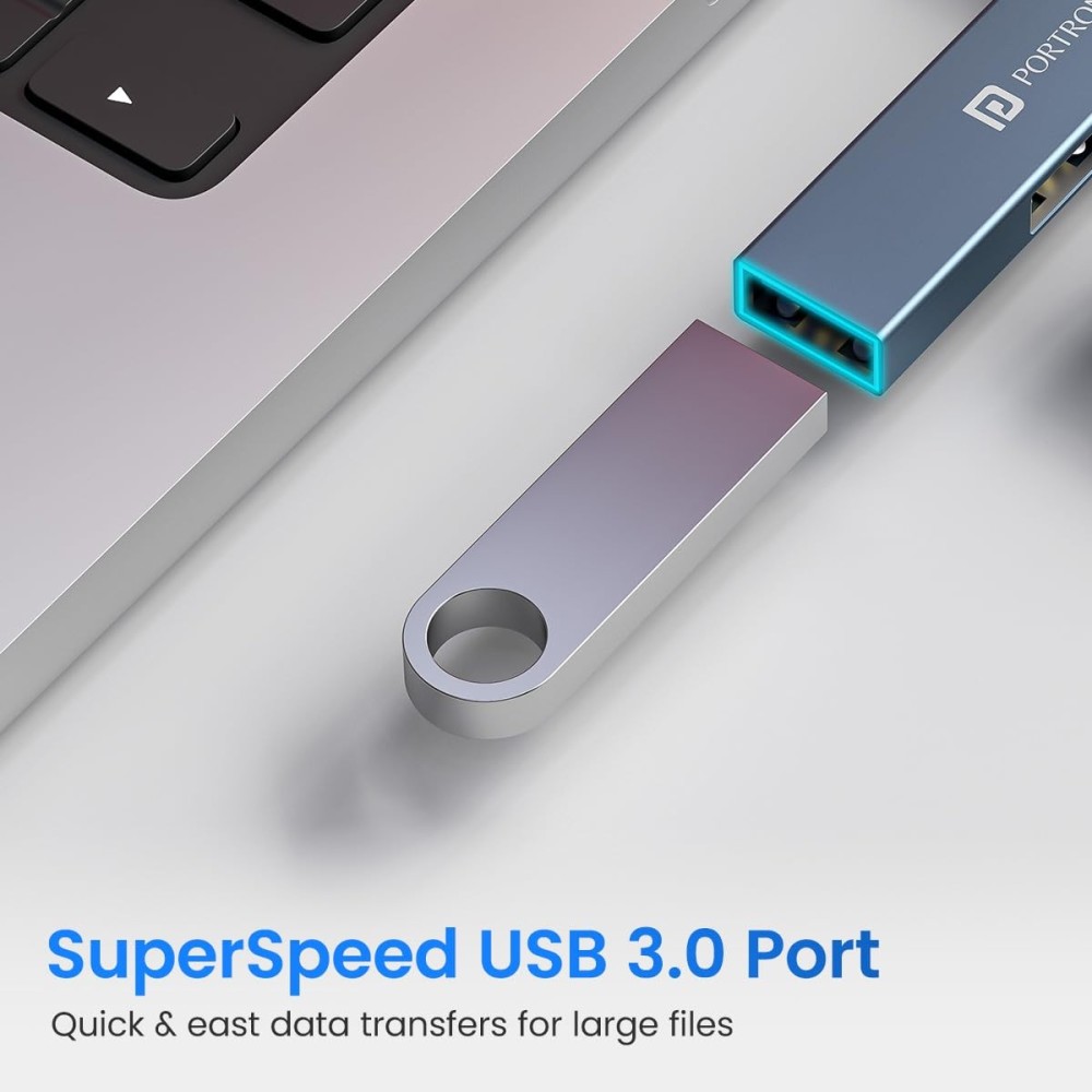 Portronics Mport Mino C USB C Hub, 3 Port USB 2.0 Docking Station with Aluminium Alloy Body for Laptop, MacBook & PC - (Grey)