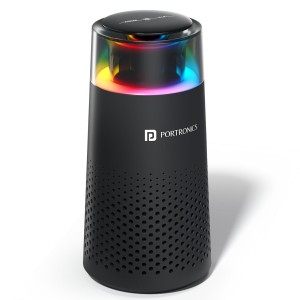 Portronics AeroDrive Car Air Purifier with H13 HEPA Filter, 3-Stage Filtration, PM2.5 & PM10 Removal, 360° Air Intake, Type-C Powered, RGB Ambient Light - (Black)