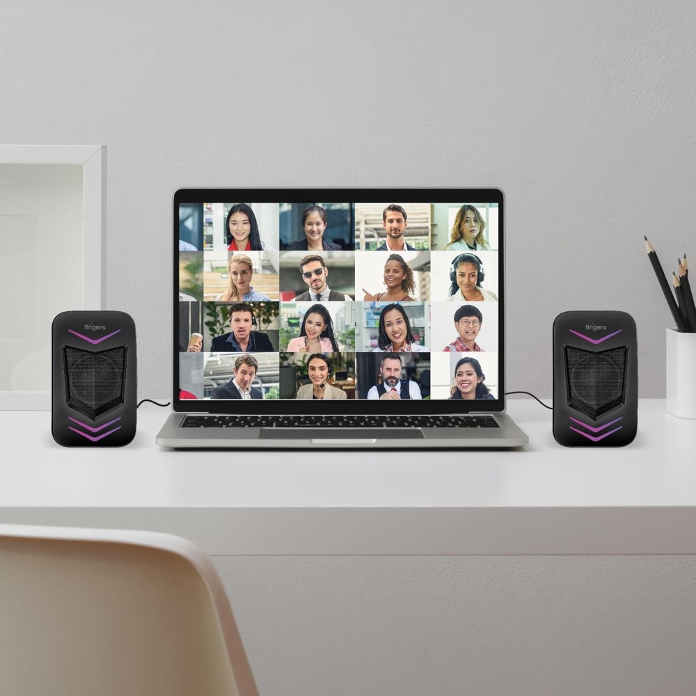 FINGERS RGB-FunBeats USB Multimedia Speaker (2.0 Channel | Sleek Design with RGB Lights | Powerful Bass | in-line Controller)