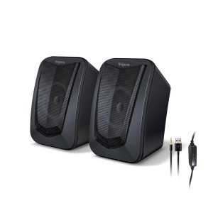 FINGERS DeskSound 2.0 USB Powered Multimedia 2.0 Speakers with Inline Volume Controller and Simple Plug-n-Play (Midnight Black)