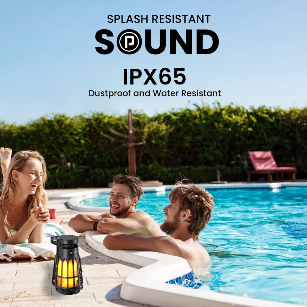 Portronics Dash 6 15W Bluetooth Speaker with Built-in White Noise Machine & Flame LED Night Lamp, TWS Mode, Bluetooth 5.3, Up to 6 Hours Playback, Water Resistant Camping Lantern – (Black)
