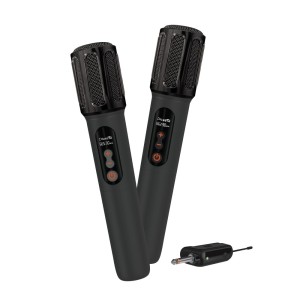 FINGERS Freedom Mic-G124 – Set of 2 Wireless Microphones & 6.35 mm pin Receiver with Type-C Charging Port (Uni-Directional with 2.4 GHz Technology, 25 m Working Distance), Jet Black