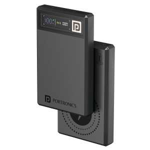 Portronics Luxcell MagClick 10k 10000 mAh 15W Magnetic Wireless Fast Charging Power Bank Premium Finish, 22.5 Wired Output Compatible with iPhone 12 & Above, Type-C Smartphones, Tablets(Dark Grey)