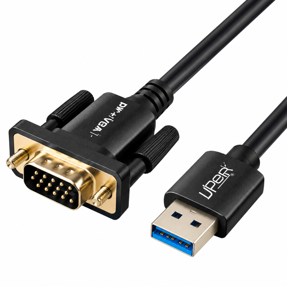 UPORT DP to VGA Adapter 4K, Male to Female, Metal Body, 0.15M, Laptop to Projector Converter - (Black)