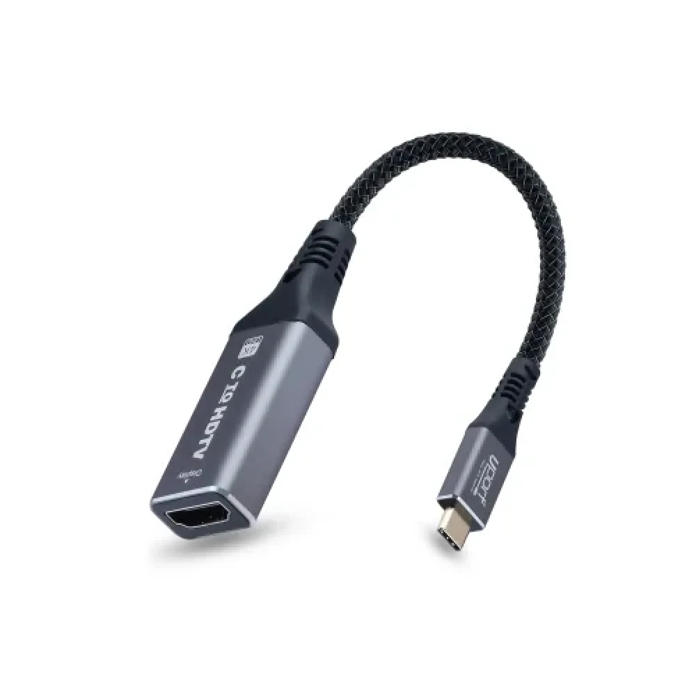 UPORT USB C to HDMI 4K Adapter 60Hz, HDMI 2.0, 60W Power Delivery, 0.5M Braided Cable, Aluminium Body - (Grey)