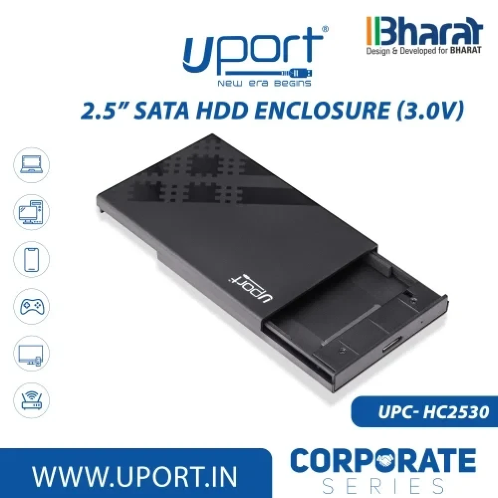 UPORT 2.5 Inch SATA USB 3.0 HDD/SSD External Hard Drive Enclosure, Tool-Free 7mm/9.5mm Case, UASP, Up to 1TB - (Black)
