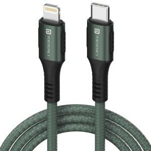 Portronics Konnect CL 20W POR-1067 Type-C to 8-Pin USB Cable (Green)