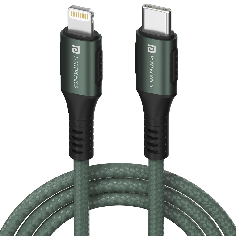 Portronics Konnect CL 20W POR-1067 Type-C to 8-Pin USB Cable (Green)