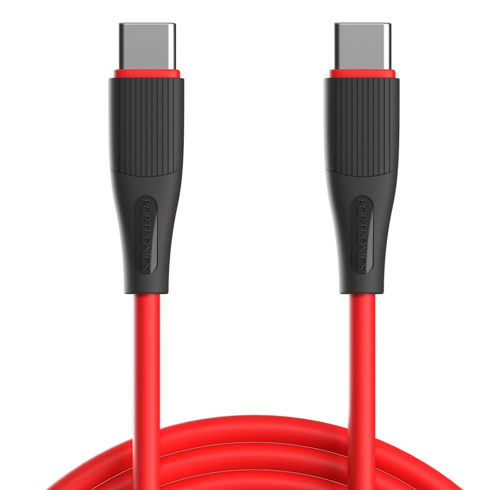 Portronics Silklink 60W PD Type-C to Type-C Fast Charging Cable (1 Meter, Red)