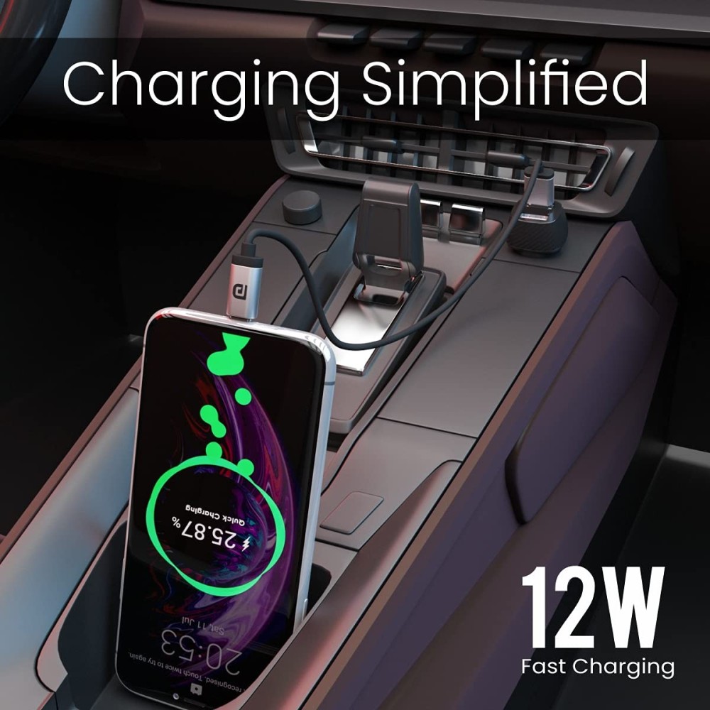 Portronics Car Power 5 12W Fast Car Charger with Micro USB Cable for Android Smartphones & Devices - (Black)