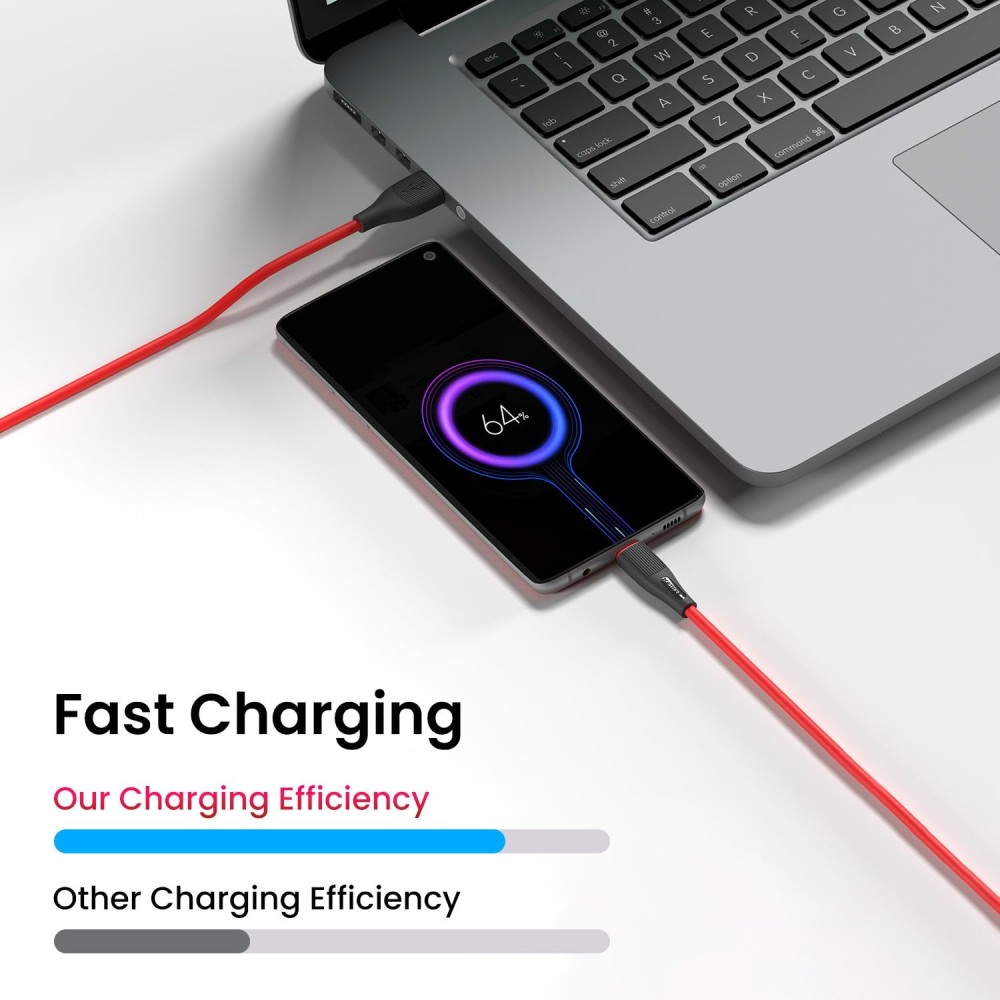 Portronics Silklink 3A USB to Type-C Fast Charging Cable (1 Meter, Red)