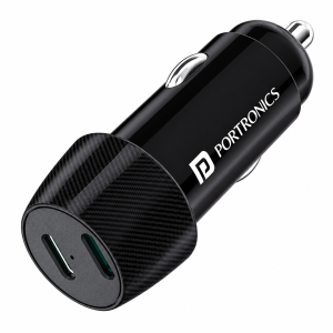 Portronics Car Power 14 40W Turbo Car Charger with Fast Charging USB Ports for Smartphones & Tablets - (Black)