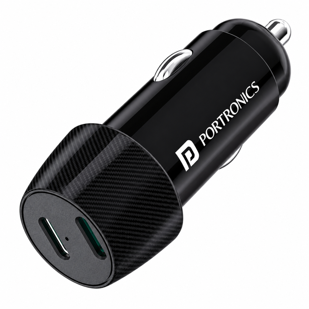 Portronics Car Power 14 40W Turbo Car Charger with Fast Charging USB Ports for Smartphones & Tablets - (Black)
