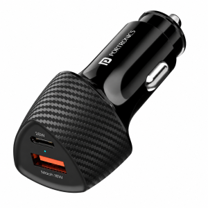 Portronics Car Power 16 51W Fast Car Charger with 33W USB-C PD & 18W USB Dual Output for iPhone, Android Smartphones & Tablets – (Black)