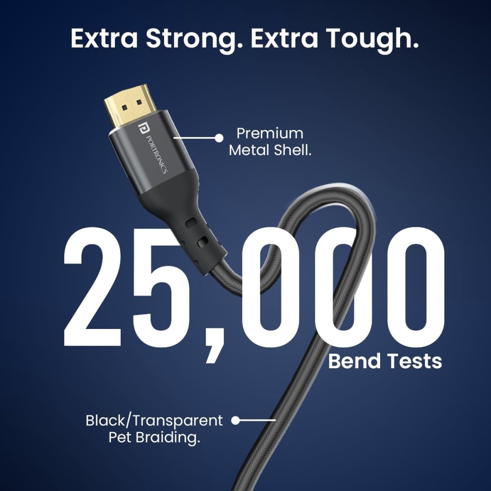 Portronics Konnect Stream 4K@60Hz HDMI to HDMI Cable (10M)
