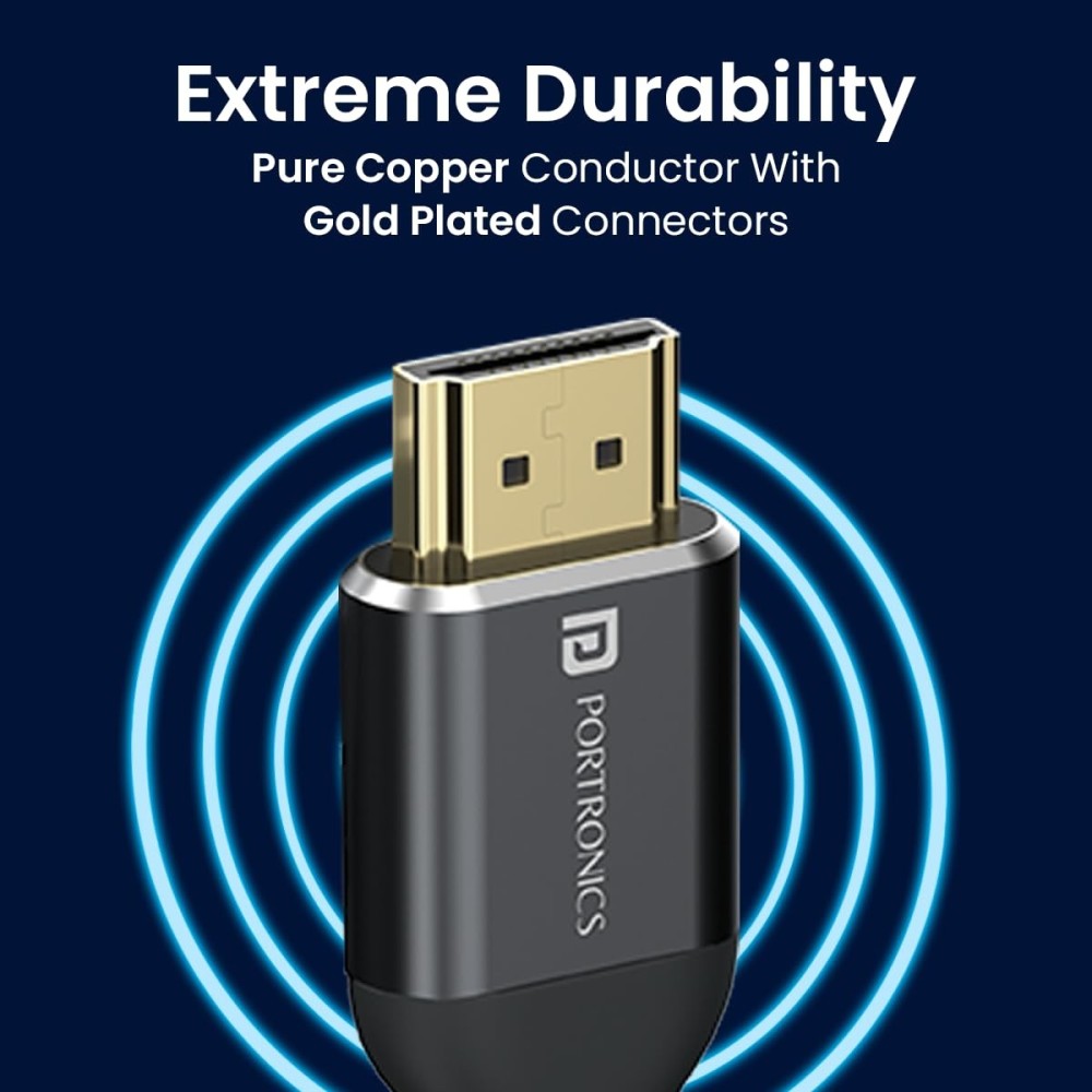 Portronics Konnect Stream 4K@60Hz HDMI to HDMI Cable (10M)